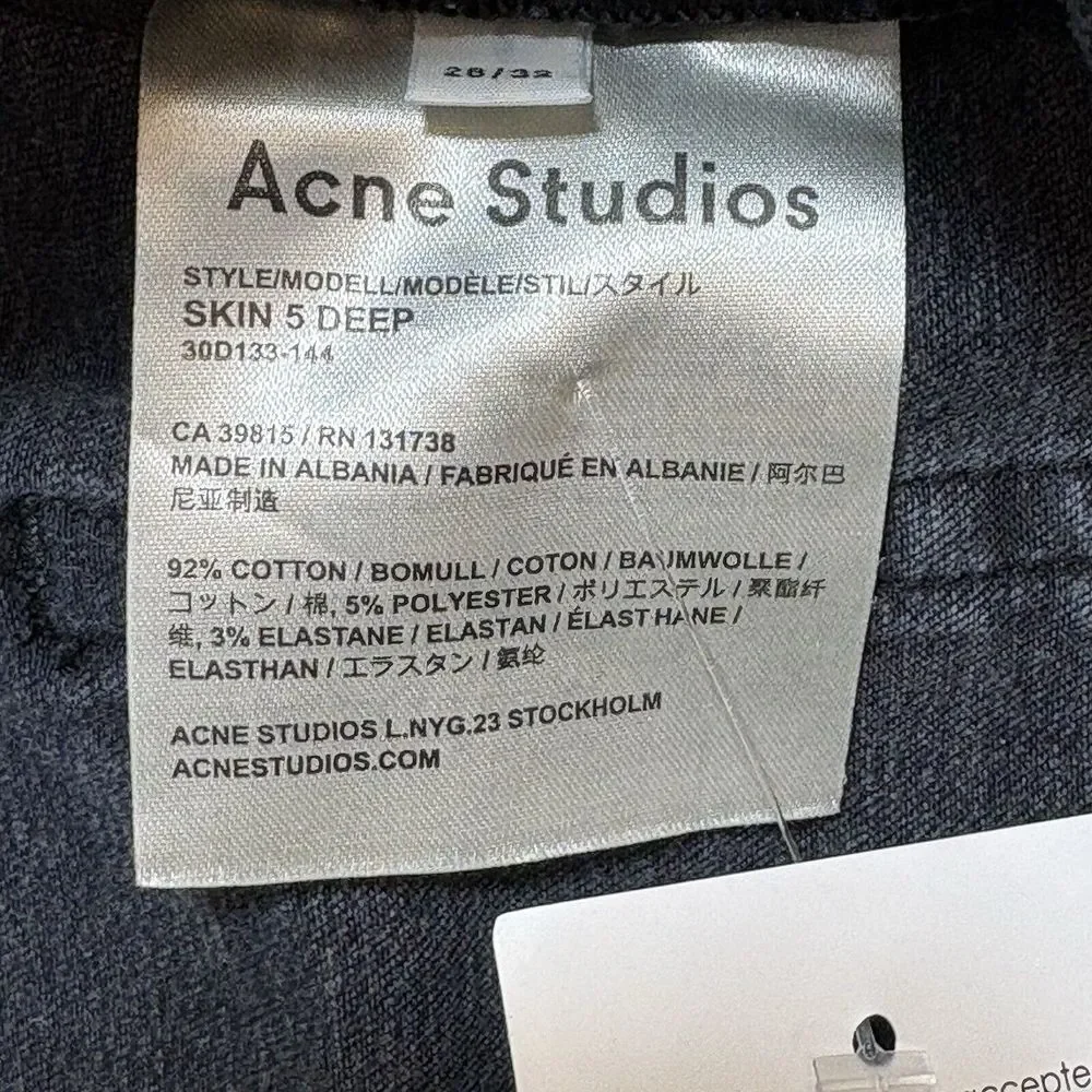 Acne Studios Womens Skin 5 Jeans Size 28 X 27 Skinny Dark Denim Pants‎ Mid Rise